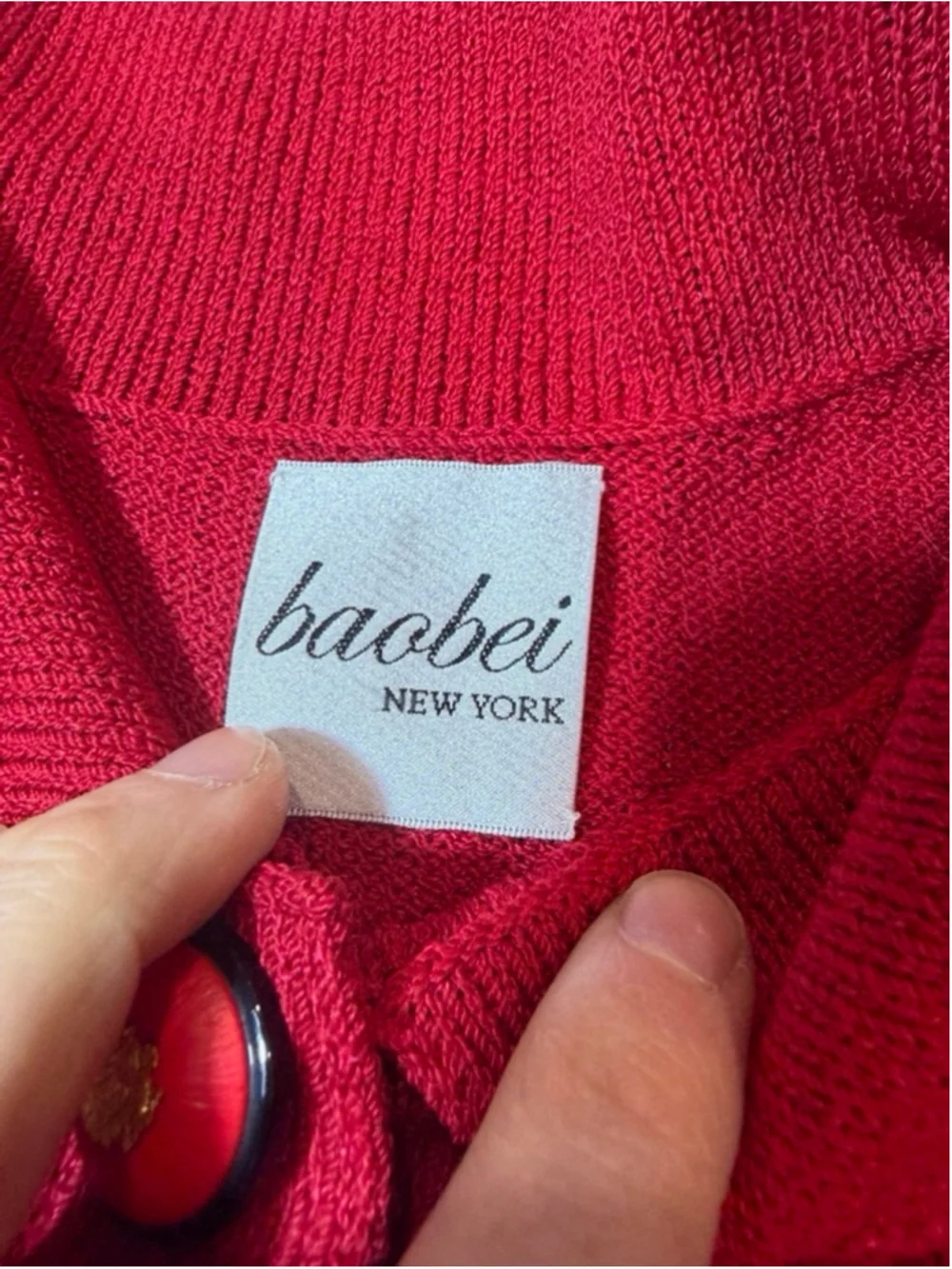 Baobei New York Red Wool Blend Knit Cardigan Jacket Collared XL NWT